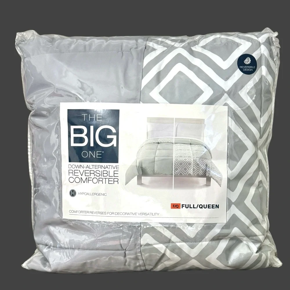 The Big One Down Alternative Reversible Comforter Grey Geometric Full/Queen
